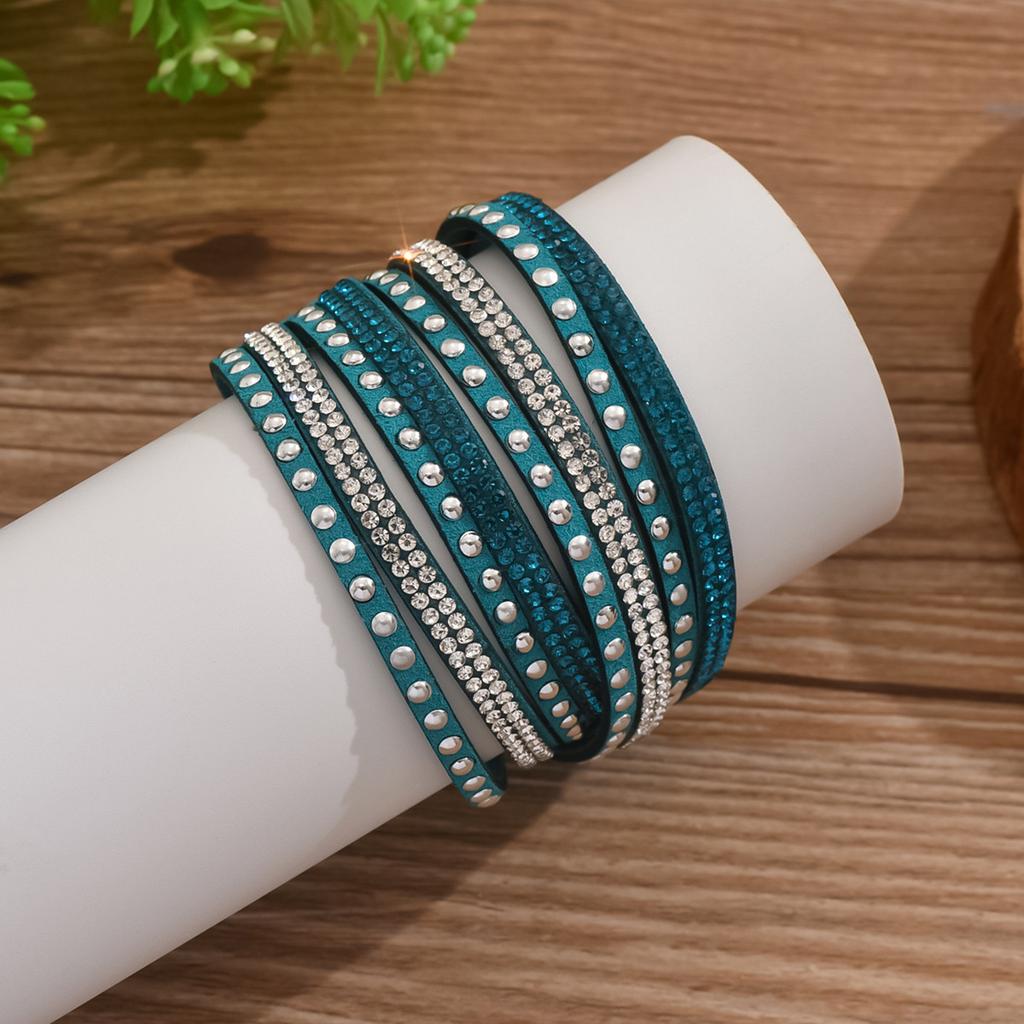 Trendy Colorful Leather Bracelet for Women Men Boho Metal Tube Multilayer Wrap Wide Charm Bracelets Creative Party Jewelry
