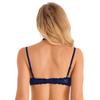 Womens 1/4 Cups Underwire Bra Halter Neck O Ring Sheer Lace Push Up Brassiere Lingerie Underwear