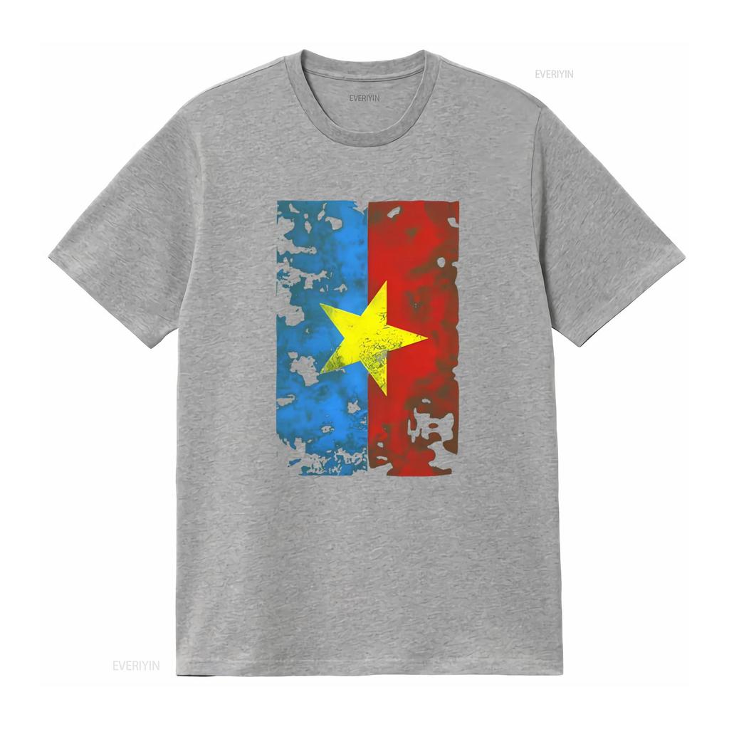 Vietnam Flag Inspired T Shirt with Distressed Star Design Perfect for Patriotic Fashion Statements vintage Washed Unisex