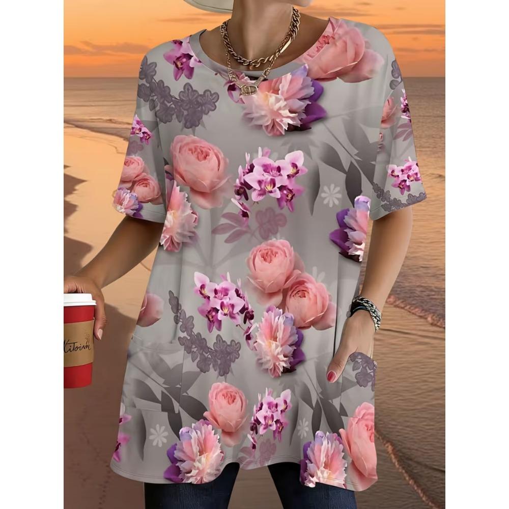 2026 Neues Sommer-T-Shirt mit kurzen Ärmeln, 3D-bedrucktes T-Shirt mit Tasche, Lässig und Modisch, Übergröße T-Shirt