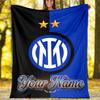 1pc Personalized Name Internazionale Milano Theme Blanket - Digital Print, Polyester, Cozy for All Seasons, Perfect for Outdoor, and Travel