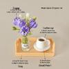 Miniature Dollhouse Coffee Cup Ornament Set - Handmade Tray & Vase Accessories