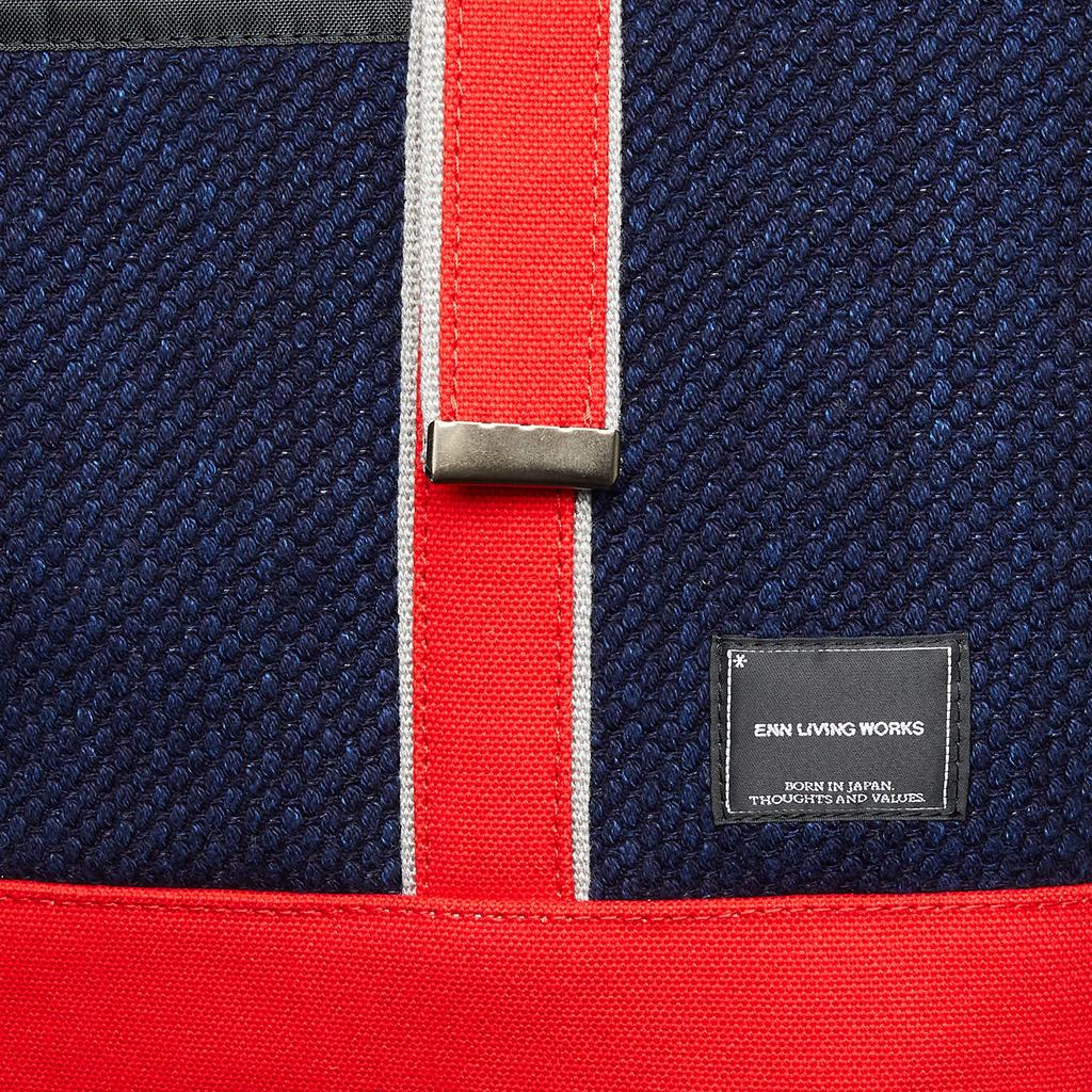 Bushu Authentic Indigo Sashiko x Colored Canvas Tote 6P303 Red [ARROWS&Company Ltd.] Bag/TB-001