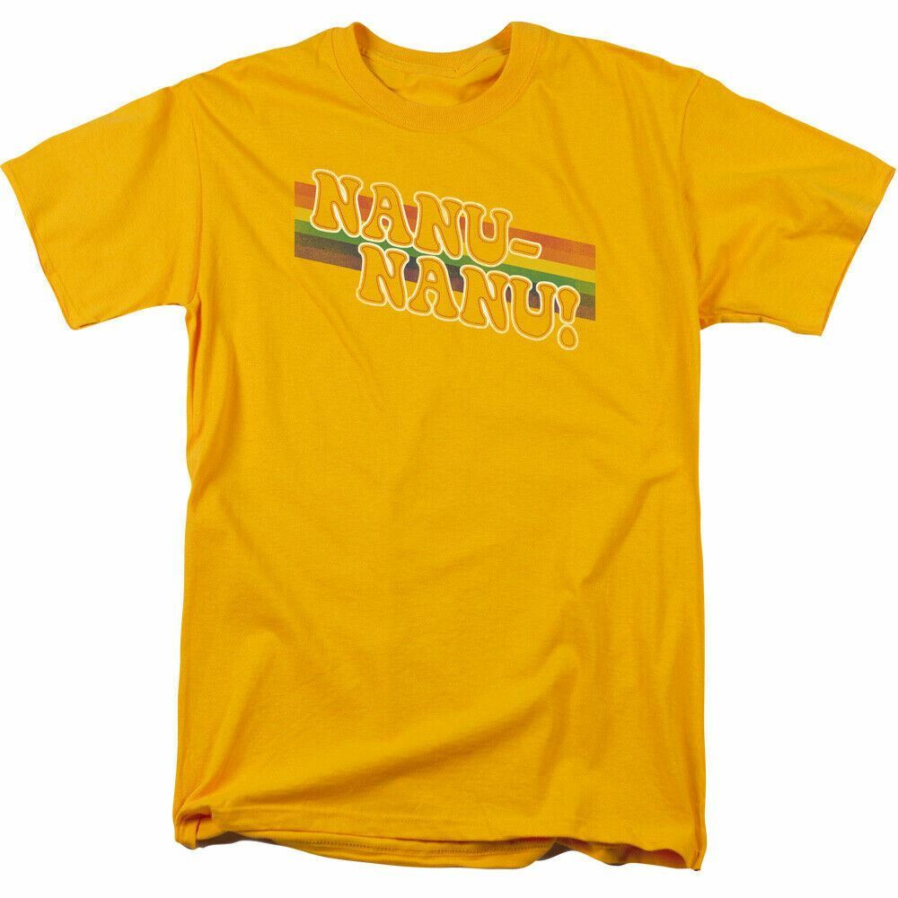 

26 Mork and Mindy Nanu Rainbow T Shirt Mens Licensed Classic TV Show Gold Unisex T-Shirt XXXXL