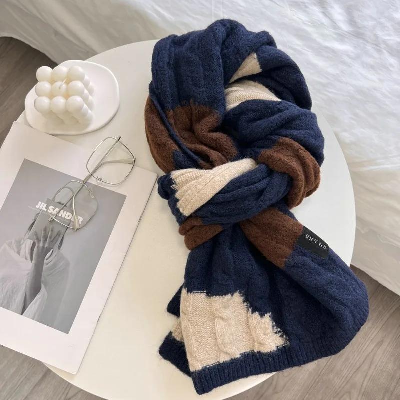 High Quality Classic Wool Solid Scarf Men Women Winter Autumn Knitted Thick Warm Soft Muffler Male Female Korean Version Scarf