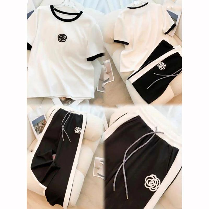 Sommer Damen Sets Rundhals Kurzarm T-Shirt Hose Damen Trainingsanzüge Outfits