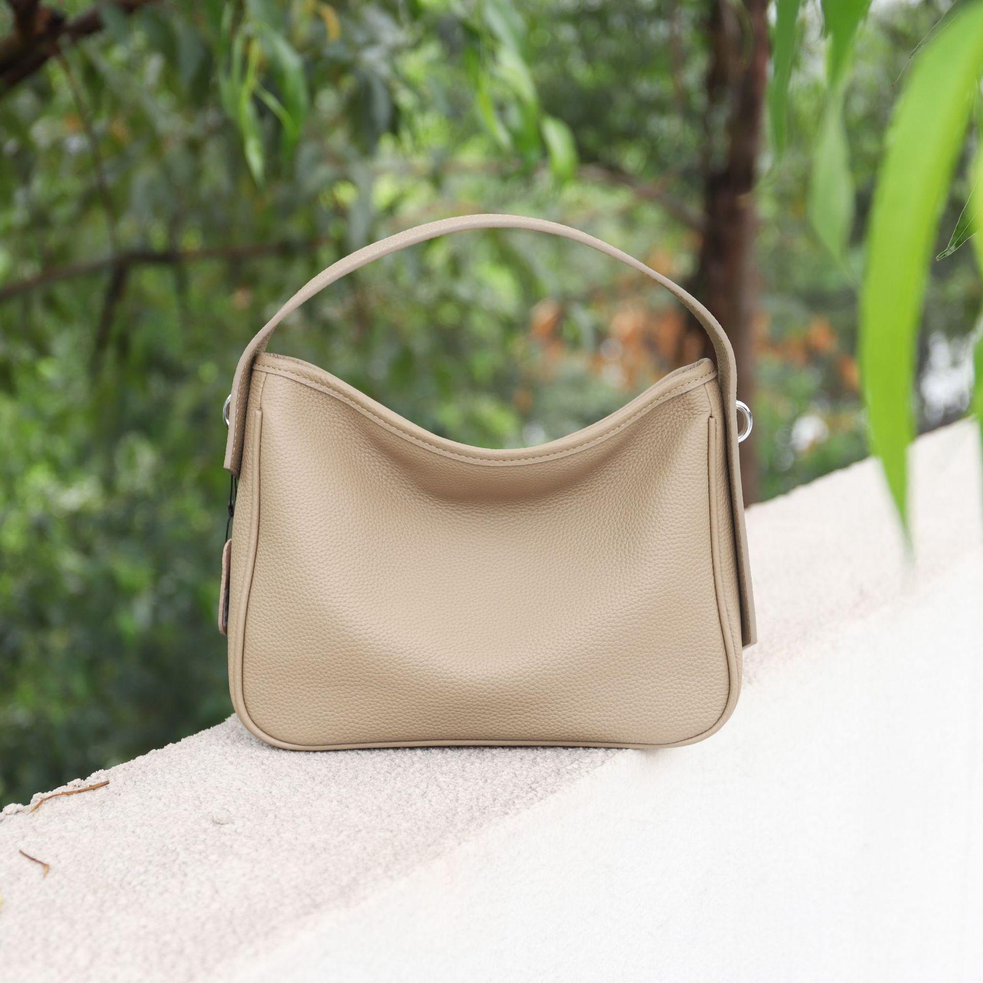 Minimalist 2025 Soft Togo Leather Tote Bag - Large Capacity Shoulder Crossbody слоновой кости