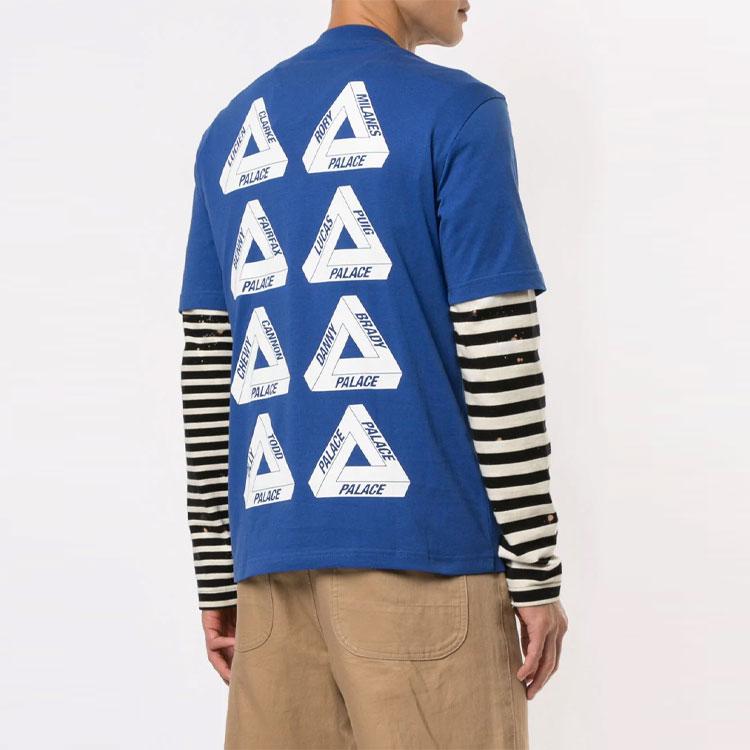 Palace Logo Print Round Neck Short Sleeve T-Shirt Men Tops Blue P16TS110