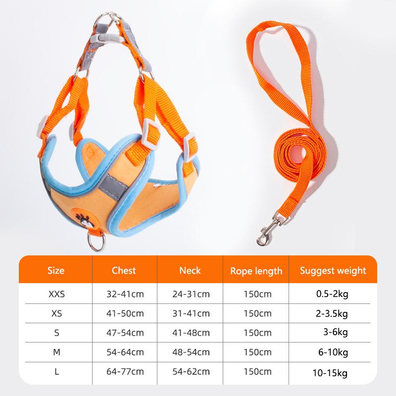 

Жилет-шлейка для маленьких собак, светоотражающая, дышащая, регулируемая, шлейка для бишона, поводок для прогулок S оранжевый
