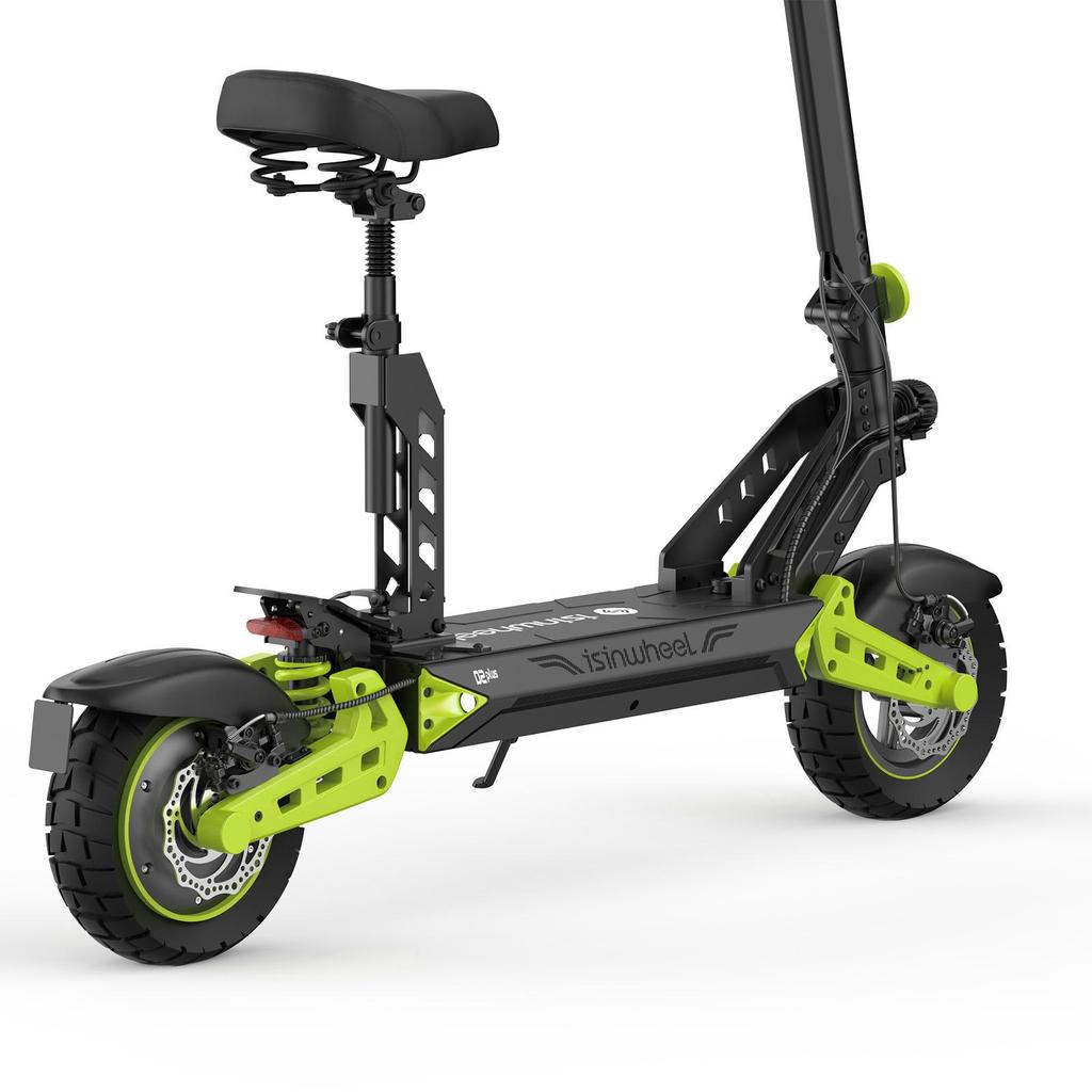 Isinwhhel D2 Plus Scooter Elettrico con Motore da 1000W e Sedile Velocità Massima 45km/h Autonomia 60km Carico Massimo 120Kg Ruote Off-Road da 10 Pollici E-Scooter per Pendolarismo Urbano