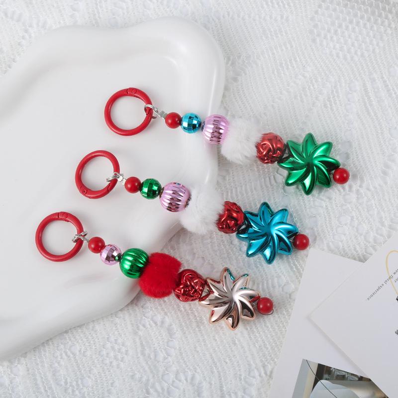 New High-End Christmas Beaded Phone Lanyard with Snowman and Tree Keychain, Festival Hanging Ornament, Bag Pendant