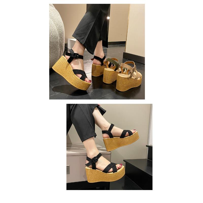 Sandals Women's Large Size Slope Heel Thick Bottom Sandals Ladies Sandals