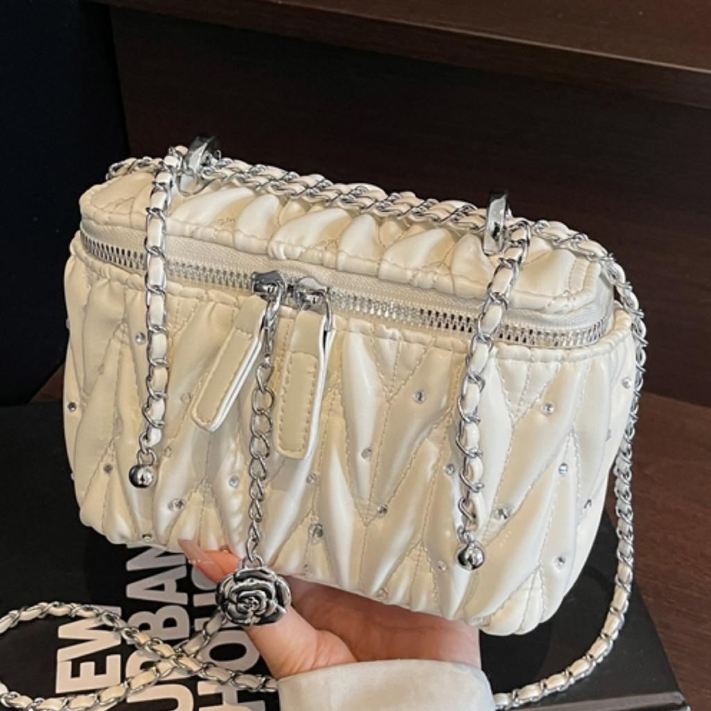 2025 spring new high-end texture fashion box bag women's small fragrant wind diamond shoulder bag simple messenger bag