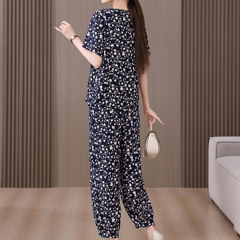 Summer Women's Two Pieces Set Plus Size Elegant Cotton Linen Pant Sets Casual Ladies Clothes