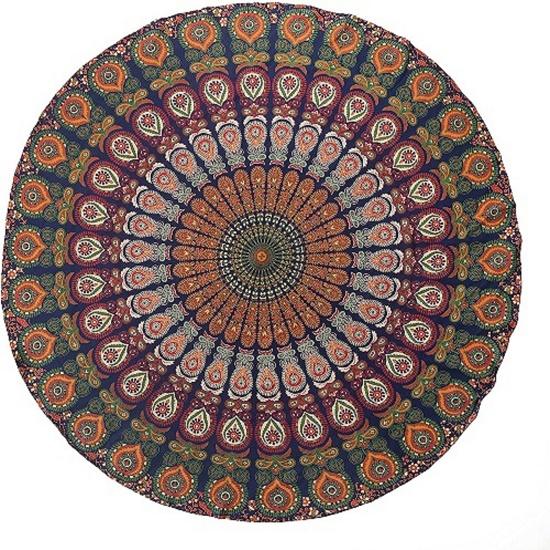 Indický Černý Peacock Kulatý plážový ručník jídelní ubrus cestovní hadřík nástěnná závěsná stěna gobelín tapiserie nástěnné umění nástěnné dekorace boho