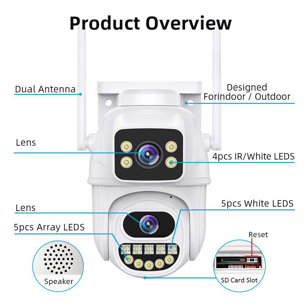 iCSee Dual-Lens Wireless WiFi Camera with HD Color Night Vision & Mobile Remote Outdoor Monitoring