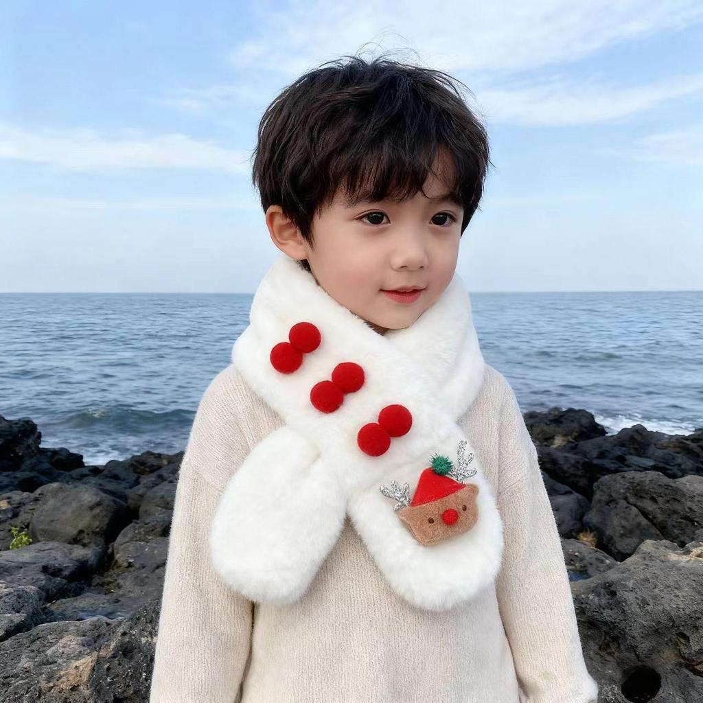 Children's Cute Plush Scarf - Faux Rabbit Fur Neck Warmer, Perfect for Autumn & Winter