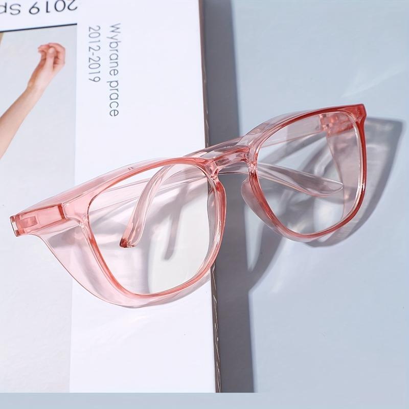 Fashionable Pink Transparent Box Women's Glasses, Full Frame Design, Transparent Lenses, Daily Casual Style