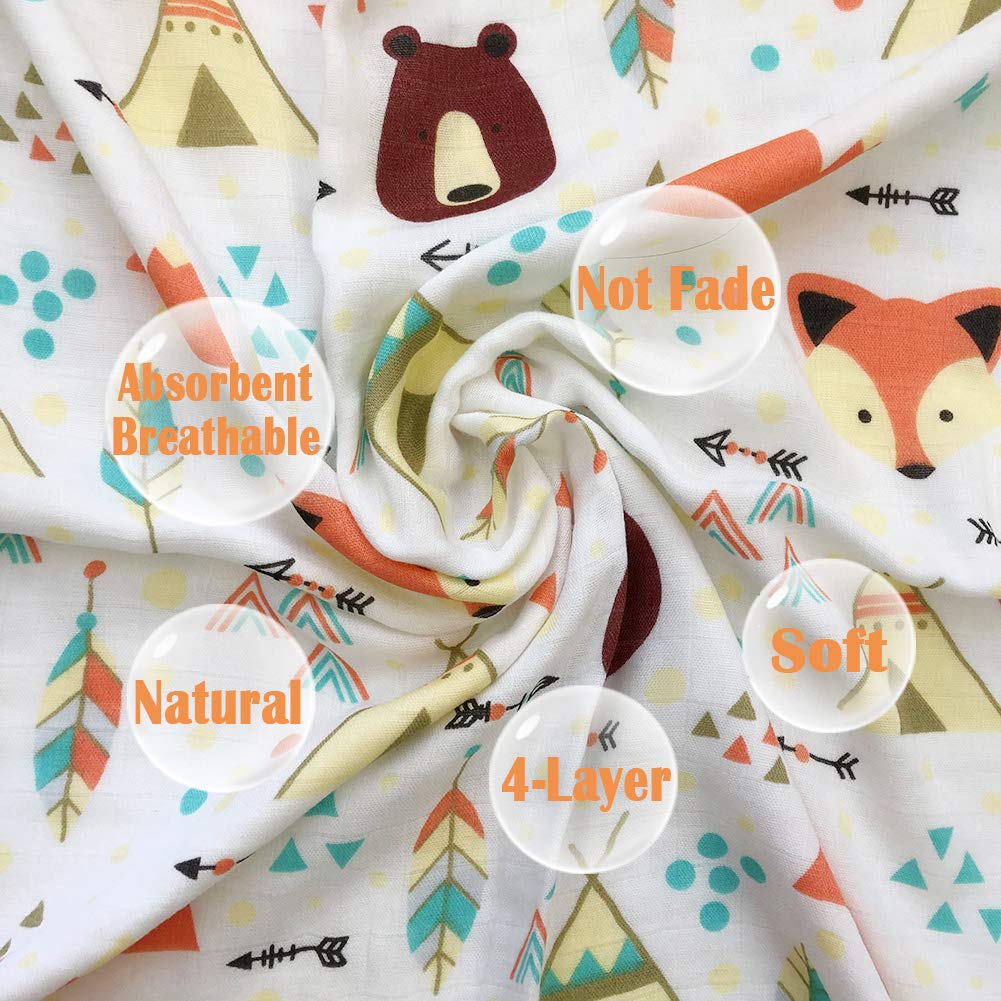 Soft Gauze Baby Crib Nursing Gauze Bath Birthday Suitable for Sensitive Skin 4 Layers Bamboo Cotton 110cm 115cm Quilt, Cover, Shawl, Towel,