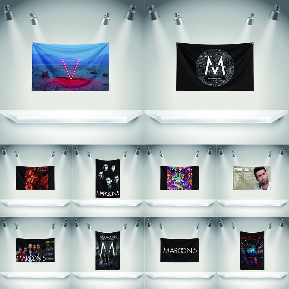 M-Maroons 5 Flag Rock Music Band Banner HD Printing Tapestry Exhibition, Music Band Fans, Garage Decor
