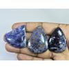 196Cts. Natural Blue Sodalite Pear Shape Cabochon Loose Gemstone 03Pcs Lot C-1752