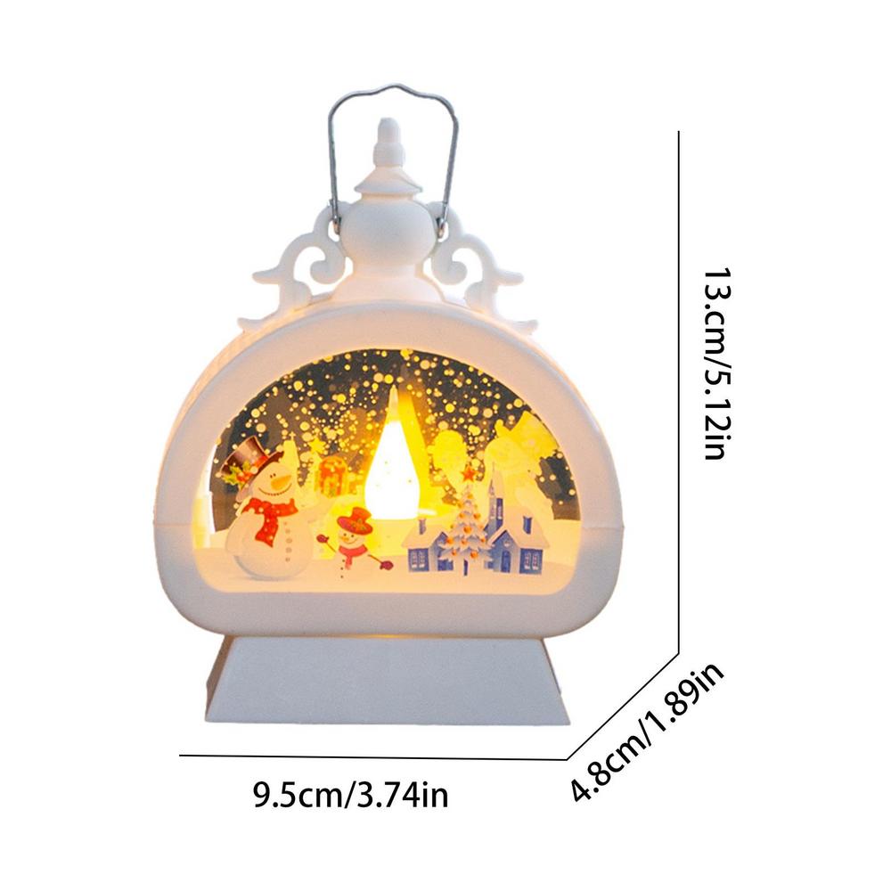 Christmas Lantern Decor Lighted Snow Globe Lantern Christmas Lamp With Handle Exquisite Snowflake Pattern Christmas Scene Lamp