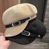 Autumn and winter new simple belt buckle octagonal hat children's outdoor woolen warm newsboy hat British painter hat