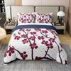 Cherry Blossoms Super King Duvet Cover Girl, Japanese Style Bedding Set Spring Quilt Cover Petal Branch Girly Romantic Bed Sets