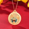 Blue Enamel Painted Lotus Necklace Women's Trendy Light Luxury Clavicle Chain Hetian Jade Circle Pendant