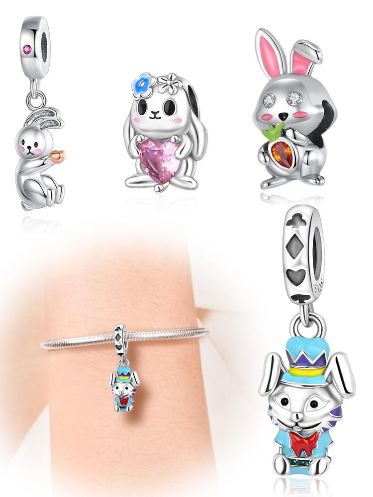 Rabbit Carrot Heart Easter Gift Copper Plated For Charms Copper Plated Original Bracelet For Jewelry Making