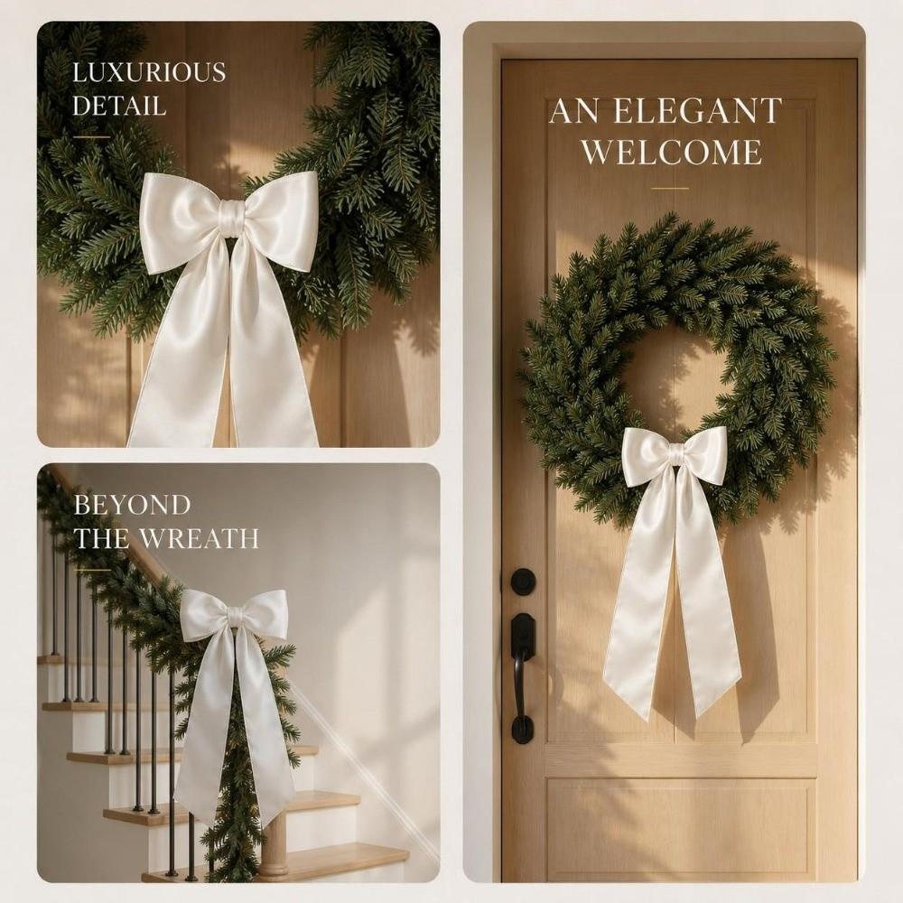 Soft Holiday Wreath Decor Adjustable Wreath Sashes Pure Wreath Sash  Front Door Hanging
