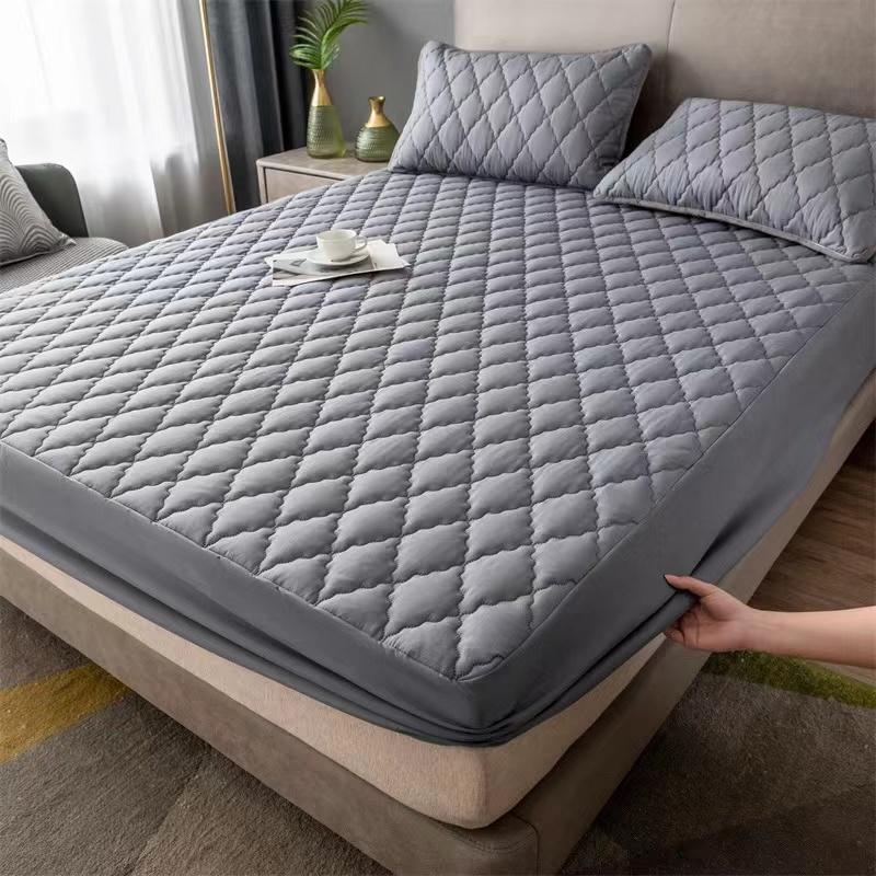 Solid Color Waterproof Mattress Cover King Queen Size Anti-mites Soft Comfortable Bed Cover Not Including Pillowcase