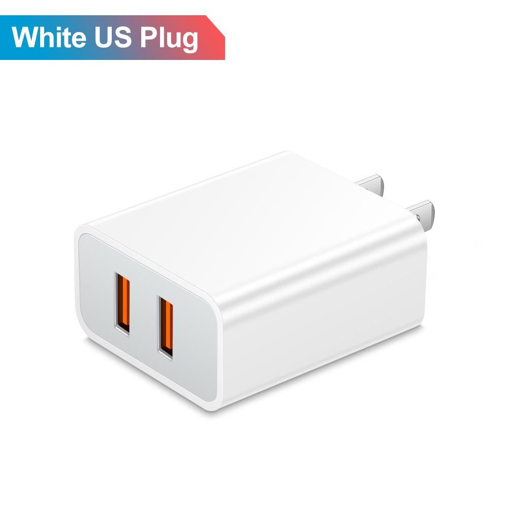 QC3.0 Dual USB 2-Port Phone Charger 2.4A, US/EU/UK Standard