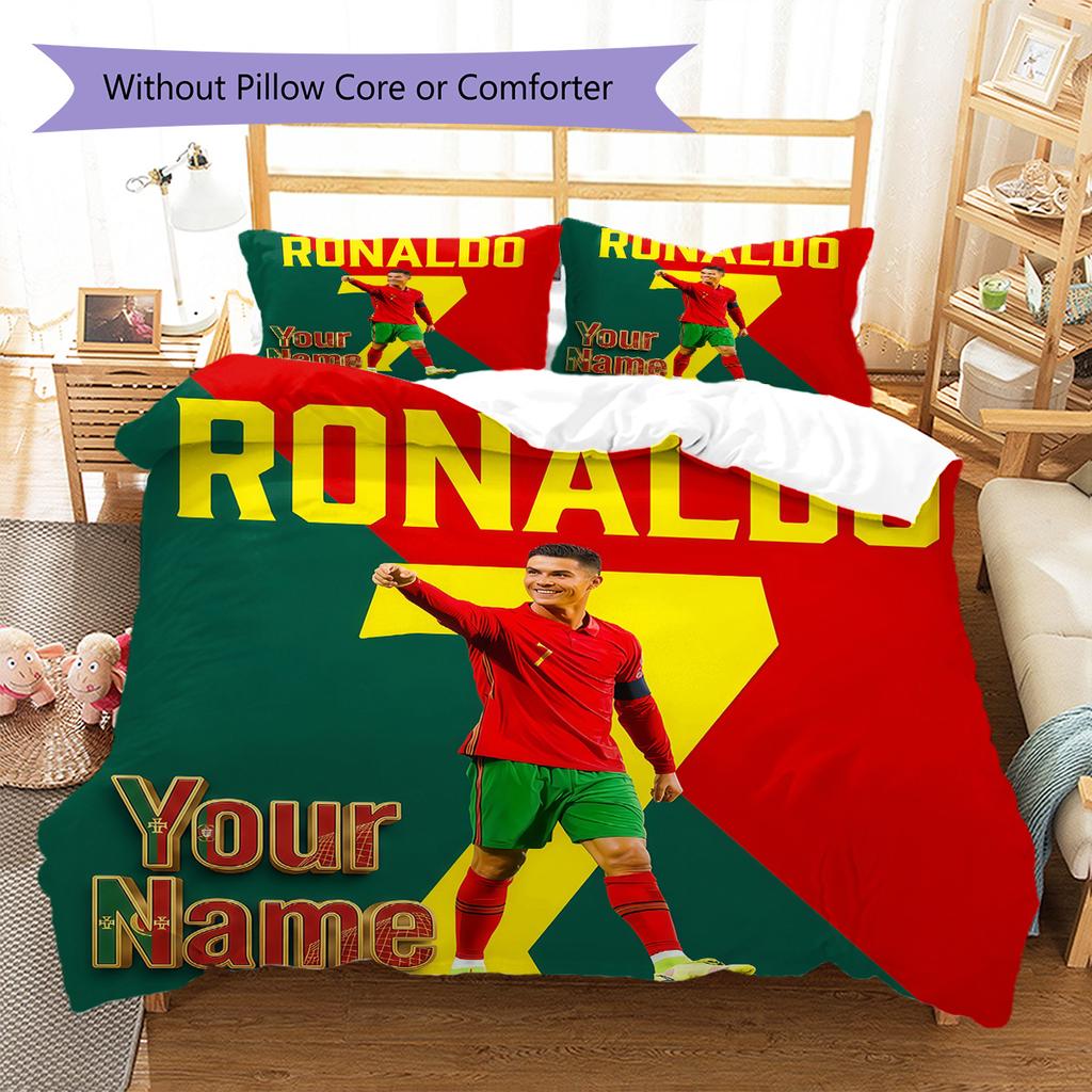 Biancheria da letto con Momento Celebrazione di Ronaldo Personalizzato, Set Trapunta Copripiumino Federa Regalo di Compleanno per la Casa (1 * copripiumino + 2 * federa, senza nucleo)