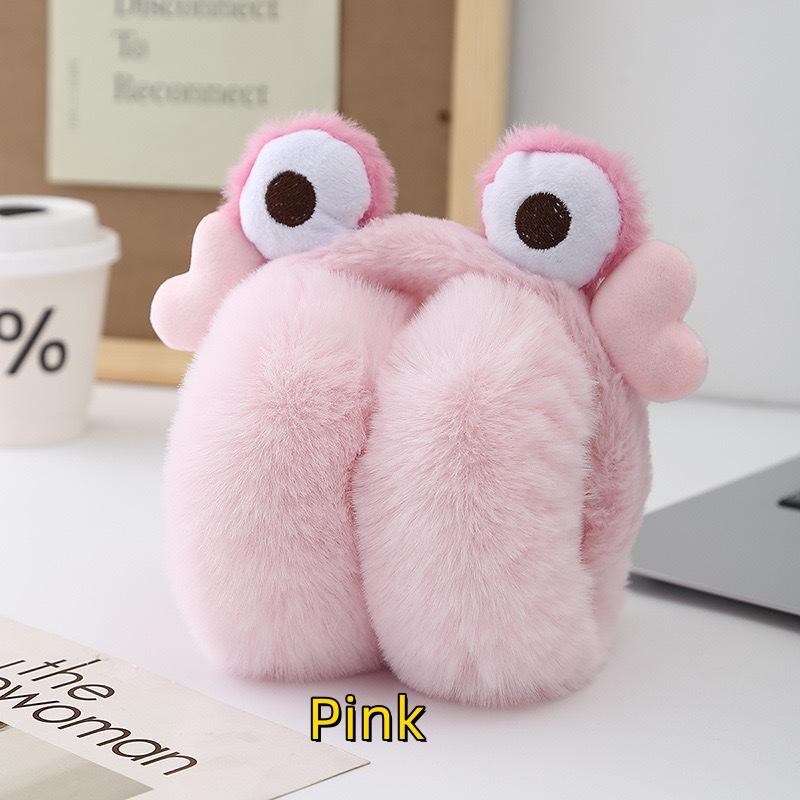 

Winter foldable cartoon cute little frog eye earmuffs warm earmuffs ear protection plush earmuffs for both men and women рожевий