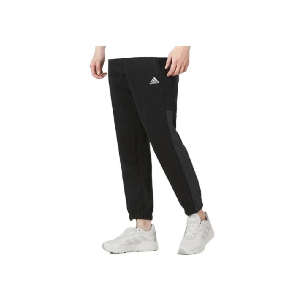 Adidas Casual Logo Joggers With Solid Color Drawstrings Men Bottoms Black HE7462