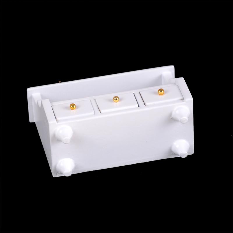 Dollhouse Miniature Furniture White Wooden Cabinet Cupboard For 1:12 Dollhouse
