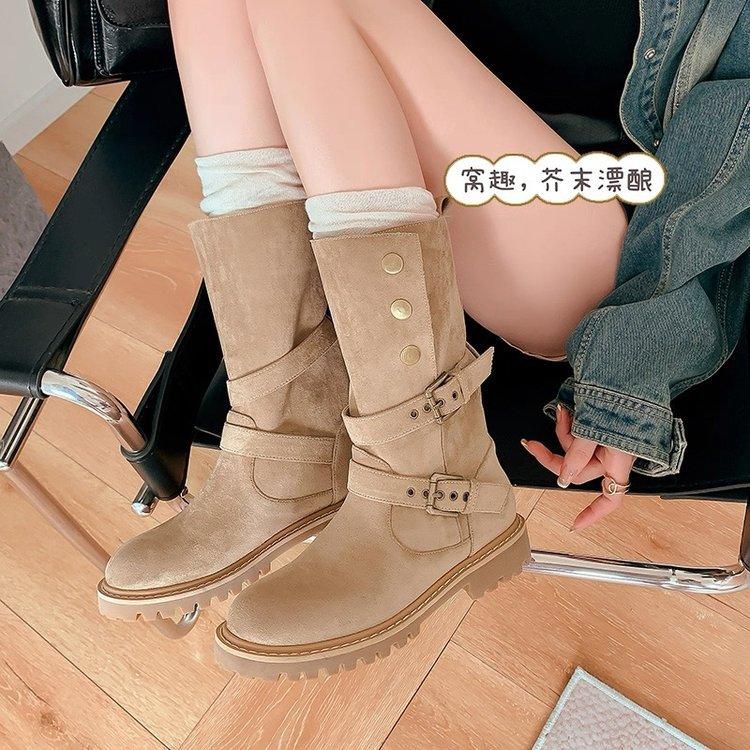 

Leather retro Martin boots women s 2025 new versatile Meradene increases height but wears two western short boots 35