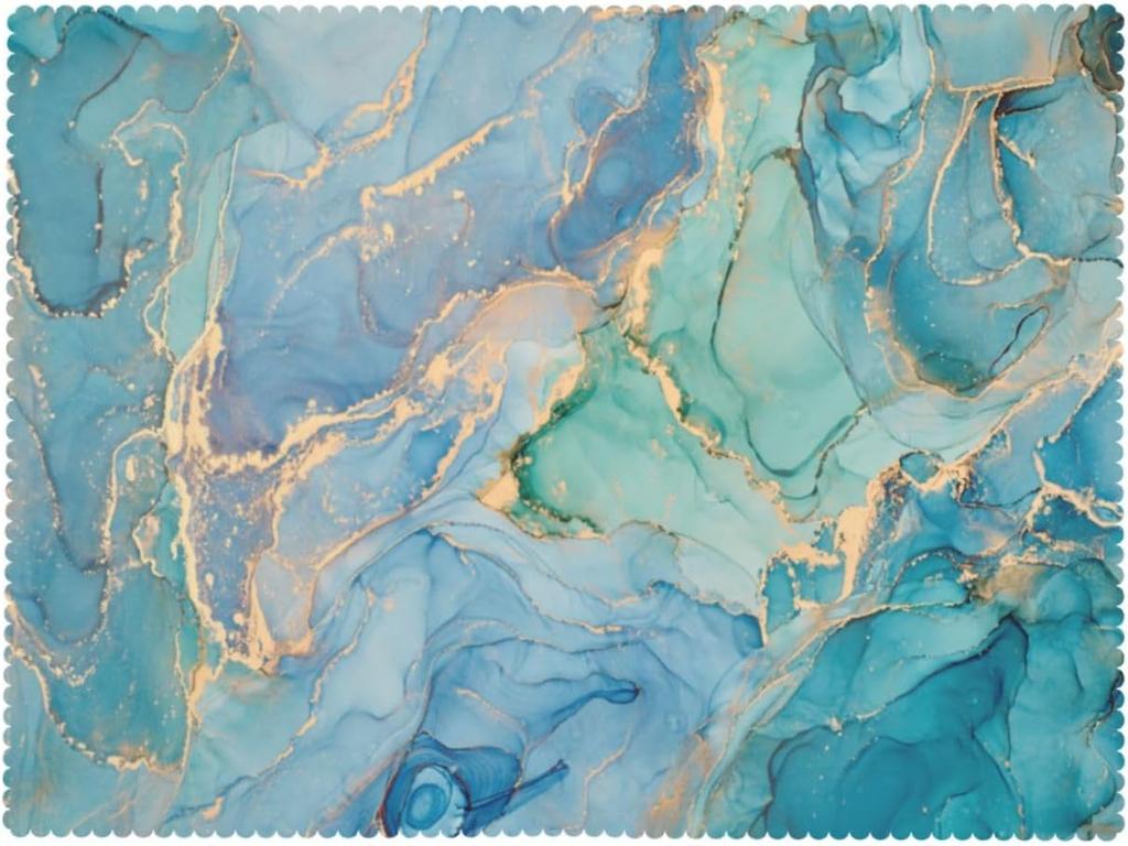Modern Turquoise Marble Rectangle Tablecloth for Table Decor Washable Farmhouse Kitchen Dining Tablecloth Holiday Party Decor