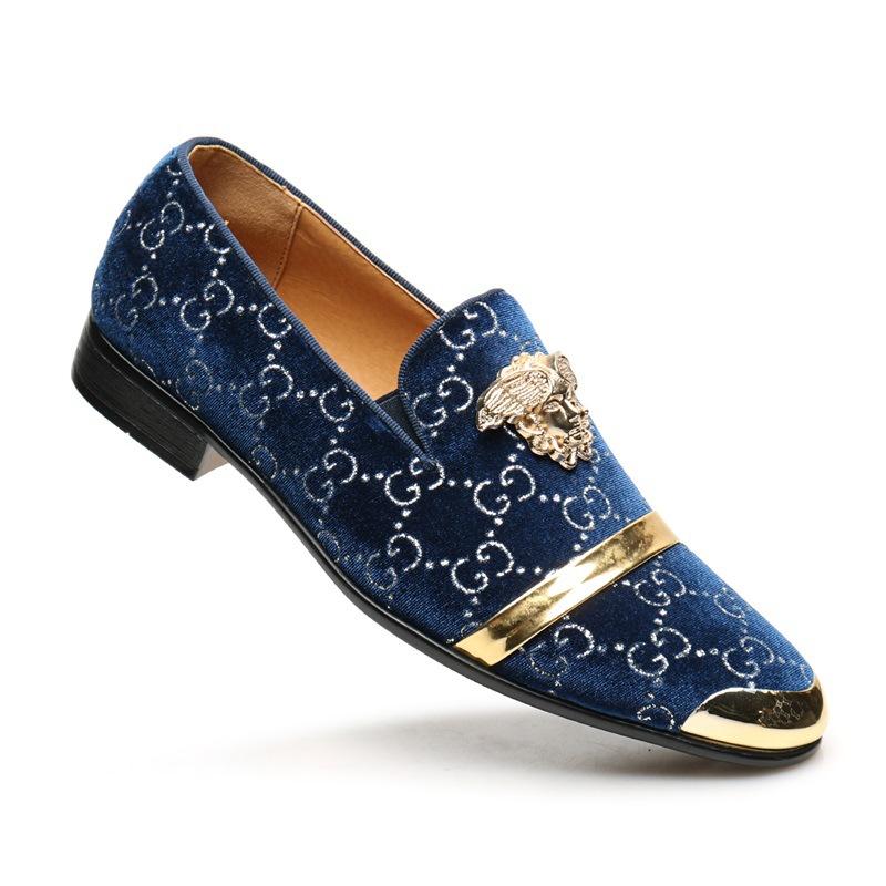 

[Замовлення, може бути оброблено] Нові замшеві модні універсальні лофери для чоловіків, ліниві туфлі на одну педаль 45 синій