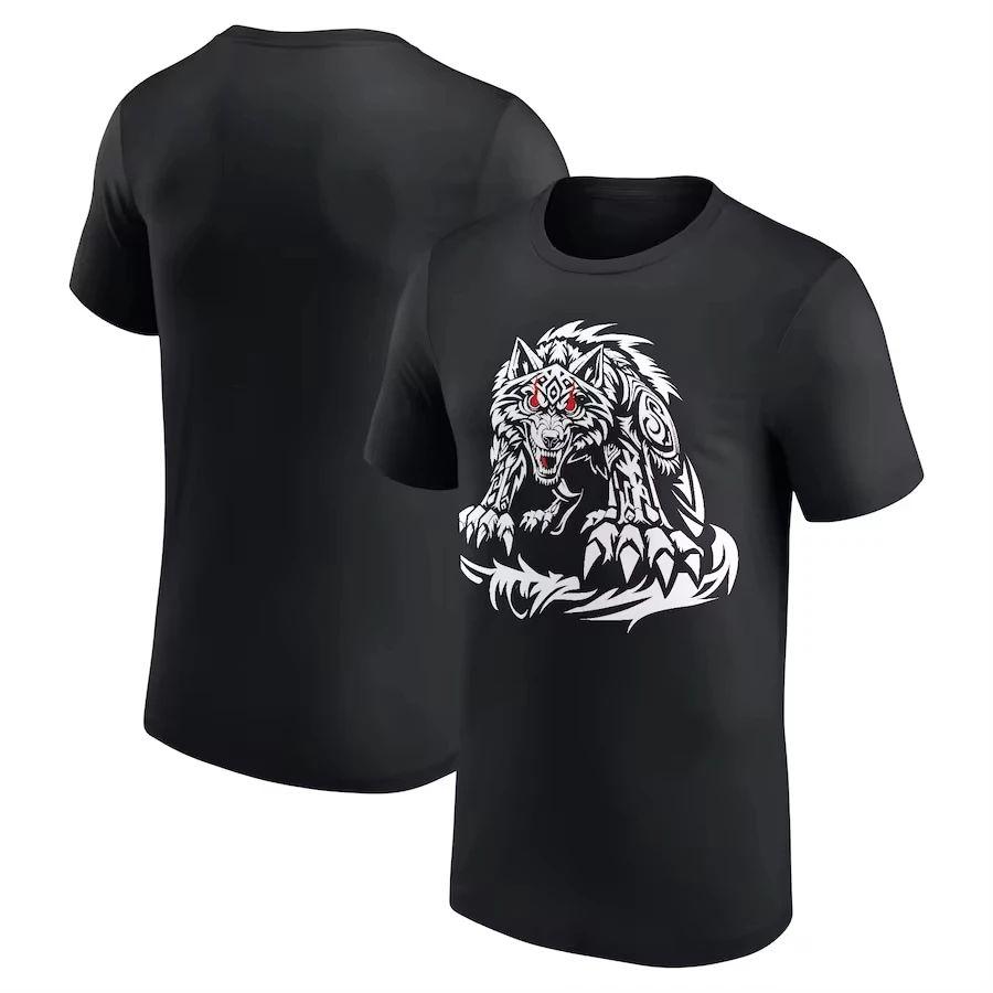 25ss Men's T-shirt Jacob Fatu Wolf Black New Wrestling Hot Selling New Summer Women Short Sleeve Cotton Tee Casual Oversized Top