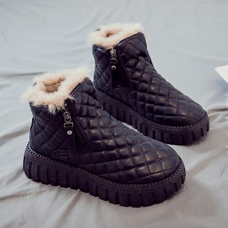 

Флисовые утепленные теплые зимние сапоги женские универсальные зимние новые хлопковые сапоги модная женская обувь полусапожки зимняя хлопковая обувь 35