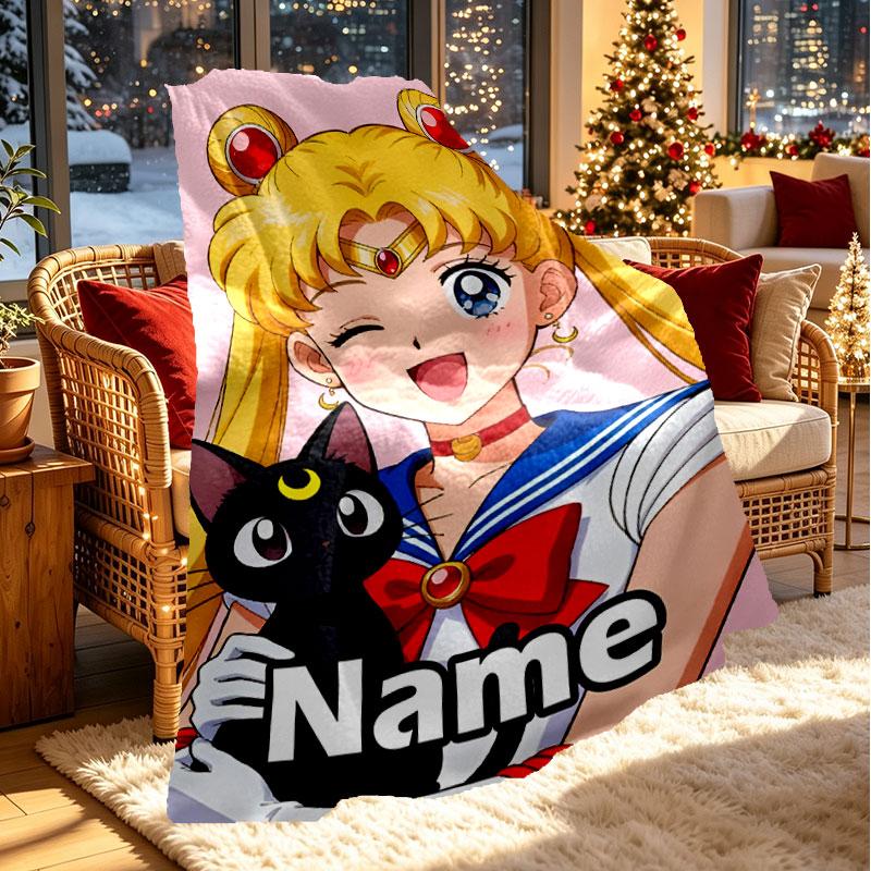 Benutzerdefinierte personalisierte Sailor Moon Druckdecke, Heimdekoration, Schlafzimmer, Sofa, Camping, Couch, Geschenke für Geburtstag Weihnachten