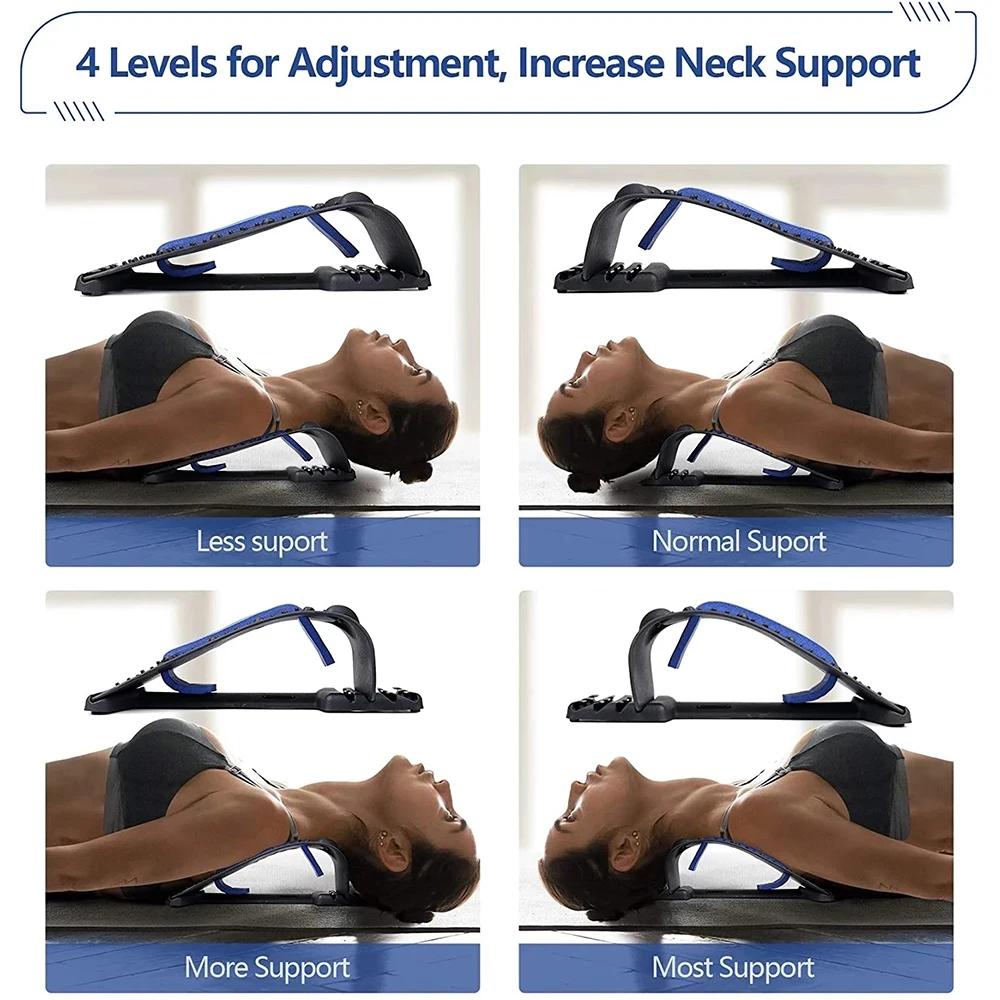 Back Stretcher Multi-Level Adjustable Back Cracker Board Lower Upper Lumbar Spine Support Pillow Waist Stretching Massage Device