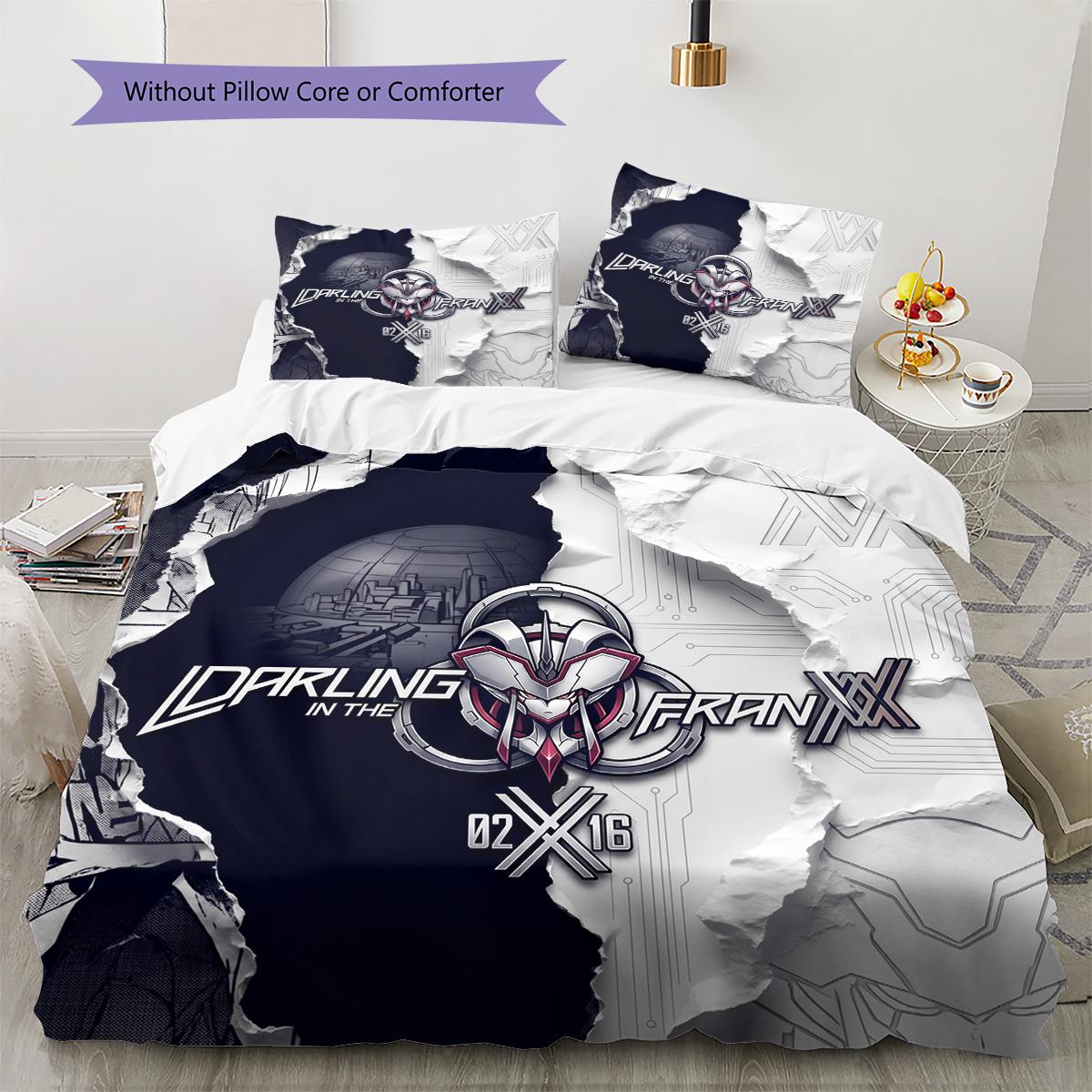 

Darling in the FranxxPattern Bedding Quilt Set Quilt Cover Pillowcase Home Decoration Birthday Gift (1 * duvet cover + 2 * pillowcase, without core) 135x200cm