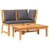vidaXL 3-tlg. Garten-Lounge-Set mit Dunkelgrauem Kissen Akazienholz