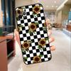 Checkerboard Sunflower Phone Case For iPhone 17 Air 16 14 13 11 15 Pro Max mini 15 16 Plus 16e Protective Cover