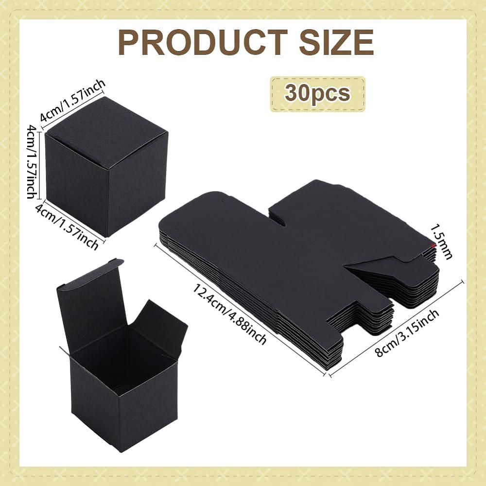 3sets Cardboard Paper Packaging Boxes Square Black 4x4x4cm 10pcs/set