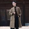 Chinesischer Stil Vintage Damen Parkas Warme Plus Size Baumwollmäntel Langarm Stehkragen Knopfleiste Hochwertige Winterjacke