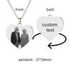 Jeshayuan Engraved Photo Necklace Custom Phicture Text Heart Pendant Necklace Personalized Heart Necklace Name Engraved Choker
